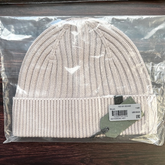 New ALLSAINTS Rib Mix Beanie in Blush color - Picture 2 of 4